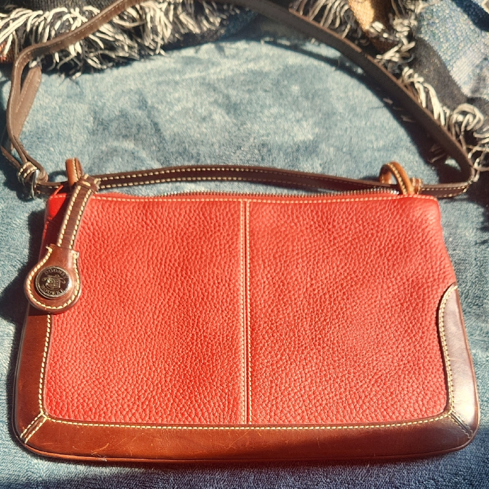 Dooney and BurkeRed and Brown Leather Shoulder Bag